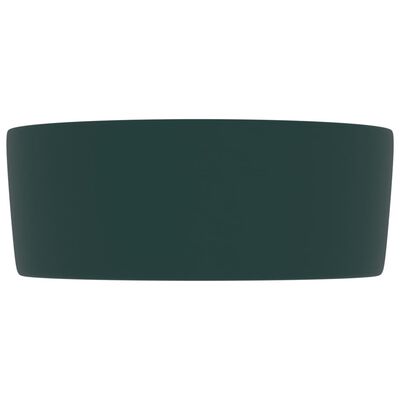 vidaXL Luxusní umyvadlo kulaté matné tmavě zelené 40 x 15 cm keramické