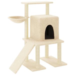 vidaXL &Scaron;krabadlo pro kočky se sisalov&yacute;mi sloupky kr&eacute;mov&eacute; 96,5 cm