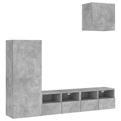 vidaXL 4dílná obývací stěna betonově šedá kompozitní dřevo