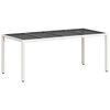 vidaXL Zahradn&iacute; stůl se skleněnou deskou b&iacute;l&yacute; 190x90x75 cm polyratan