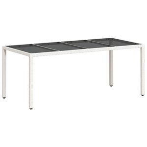 vidaXL Zahradn&iacute; stůl se skleněnou deskou b&iacute;l&yacute; 190x90x75 cm polyratan