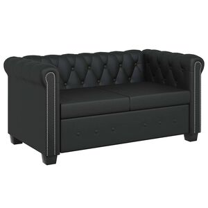 vidaXL Chesterfield 2m&iacute;stn&aacute; sedačka uměl&aacute; kůže čern&aacute;