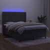 vidaXL Box spring postel s matrac&iacute; a LED tmavě &scaron;ed&aacute; 140x190 cm samet