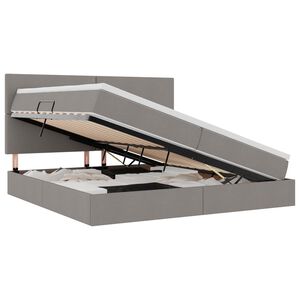 vidaXL Postel s &uacute;ložn&yacute;m prostorem a LED osvětlen&iacute;m Taupe 200 x 200 cm