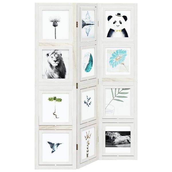 vidaXL Parav&aacute;n 3d&iacute;ln&yacute; b&iacute;l&yacute; masivn&iacute; dřevo pavlovnie