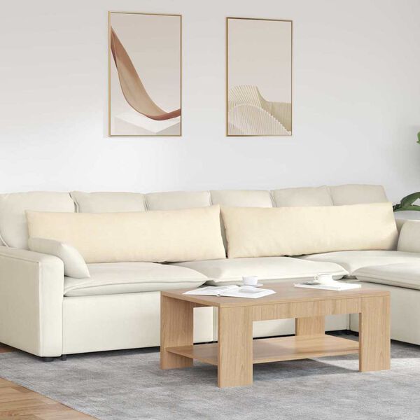 vidaXL Pohovkové polštáře 2 pcs Krémová 145 x 40 cm Žebrovaná látka