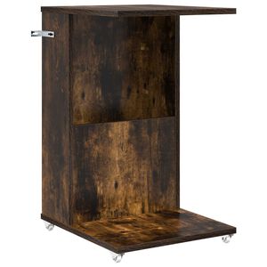 vidaXL Bočn&iacute; stůl s kolem Kouřov&yacute; dub 40 x 35 x 60 cm Kompozitn&iacute; dřevo