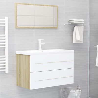 vidaXL 2dílný set koupelnového nábytku bílý a dub sonoma dřevotříska