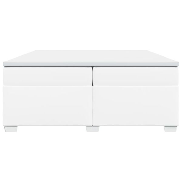 vidaXL Box spring postel s matrac&iacute; b&iacute;l&aacute; 200x200 cm uměl&aacute; kůže