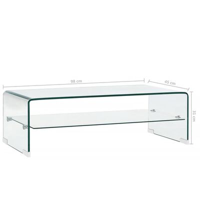 vidaXL Konferenční stolek čirý 98 x 45 x 31 cm tvrzené sklo