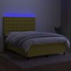 vidaXL Box spring postel s matrac&iacute; a LED zelen&aacute; 140x190 cm textil