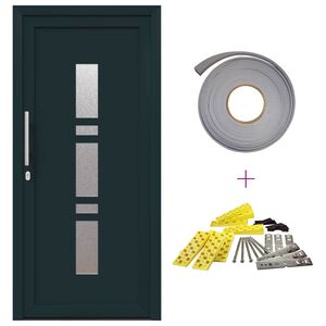 vidaXL Předn&iacute; dveře 98 x 208 cm PVC Antracitov&aacute;