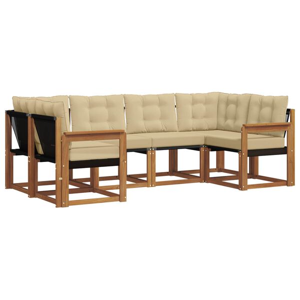 vidaXL Venkovn&iacute; pohovkov&aacute; souprava 6 pcs Přirozen&aacute; a B&eacute;žov&aacute;