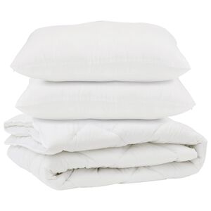 vidaXL Přikr&yacute;vka s pol&scaron;t&aacute;řem 3 pcs B&iacute;l&aacute; Mikrovl&aacute;kno