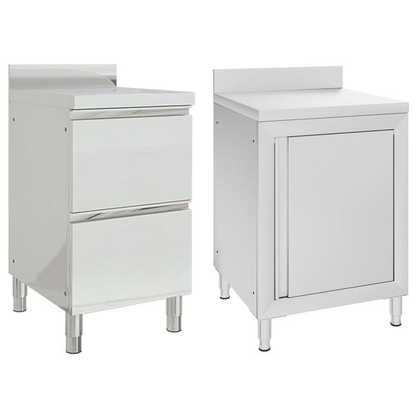 vidaXL Kuchyňské linky do komerčních prostor 2 ks z nerezové oceli