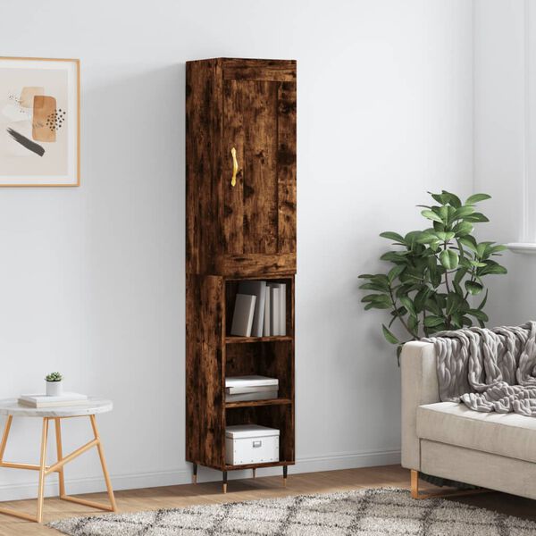 vidaXL Skř&iacute;ň highboard kouřov&yacute; dub 34,5 x 34 x 180 cm kompozitn&iacute; dřevo
