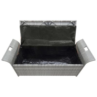 vidaXL Úložná lavice s poduškou šedá 138 cm polyratan