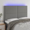vidaXL Čelo postele s LED tmavě &scaron;ed&eacute; 144x5x118/128 cm textil