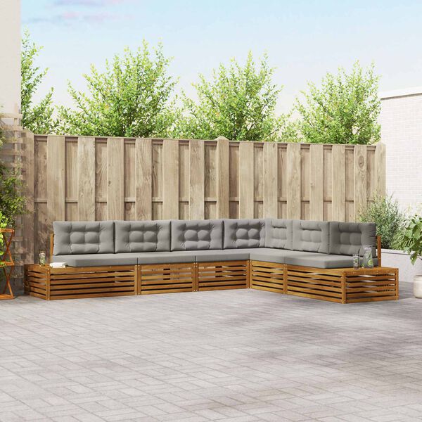 vidaXL Venkovn&iacute; pohovkov&aacute; souprava 6 Kus Př&iacute;rodn&iacute; a světle &scaron;ed&aacute;