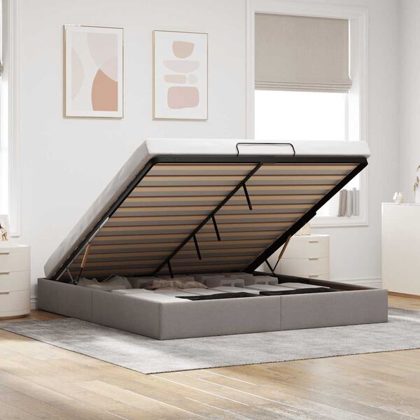 vidaXL Osmansk&yacute; r&aacute;m postele bez matrac&iacute; taupe 200x200 cm textil