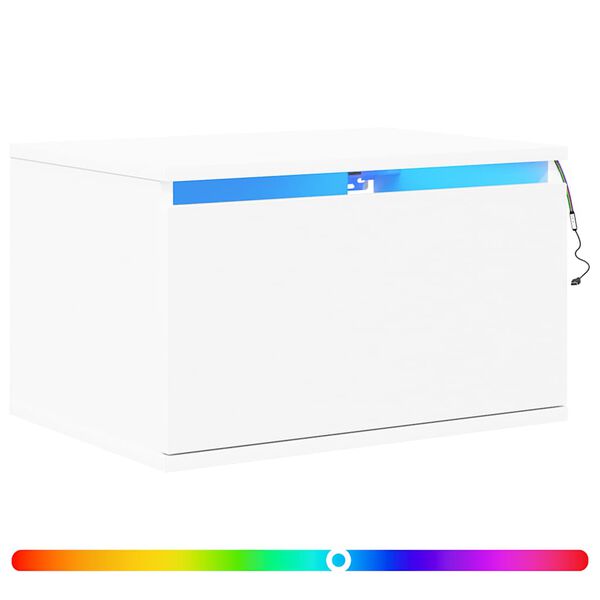 vidaXL N&aacute;stěnn&yacute; nočn&iacute; stolek s LED osvětlen&iacute;m b&iacute;l&yacute;