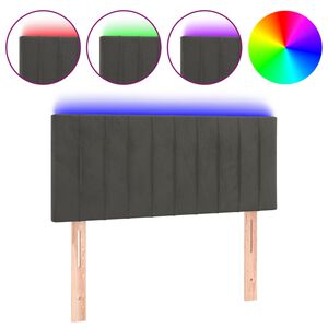 vidaXL Čelo postele s LED tmavě &scaron;ed&eacute; 80 x 5 x 78/88 cm samet