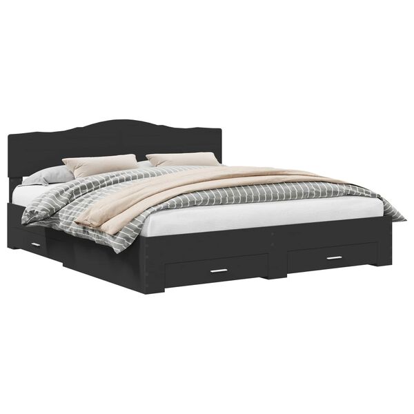 vidaXL R&aacute;m postele s čelo Čern&aacute; 200 x 200 cm kompozitn&iacute; dřevo