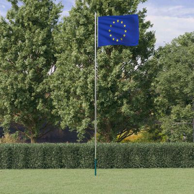 vidaXL Vlajka Evropské unie a stožár 6,23 m hliník