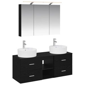 vidaXL Sada koupelnov&eacute;ho n&aacute;bytku 4 pcs Čern&yacute; dub