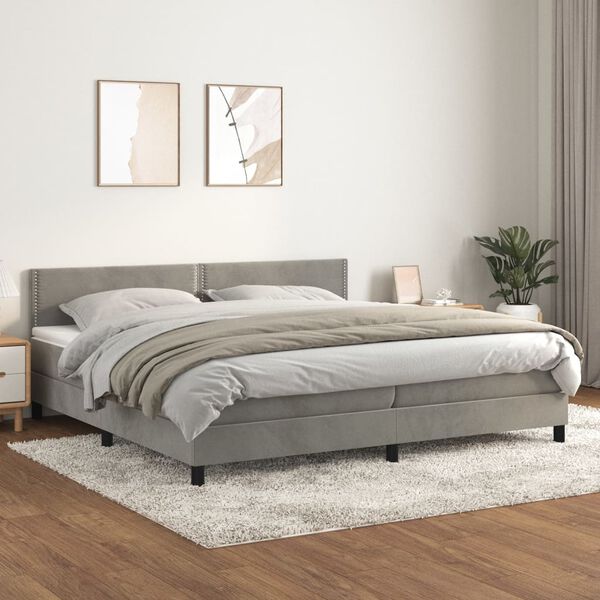 vidaXL Box spring postel s matrac&iacute; světle &scaron;ed&aacute; 200x200 cm samet