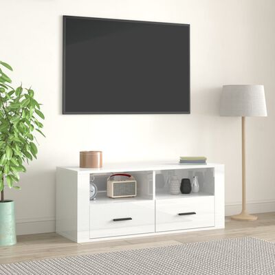 vidaXL TV skříňka lesklá bílá 100x35x40 cm kompozitní dřevo