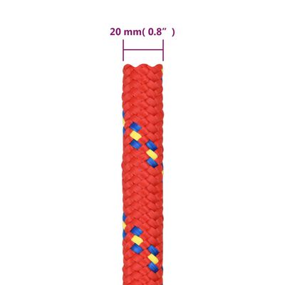 vidaXL Lodní lano červené 20 mm 50 m polypropylen