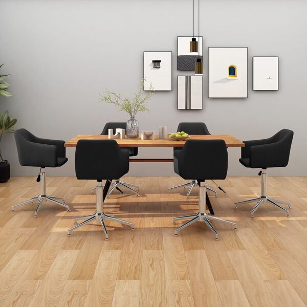 vidaXL Otočn&eacute; j&iacute;deln&iacute; židle 6 ks čern&eacute; textil