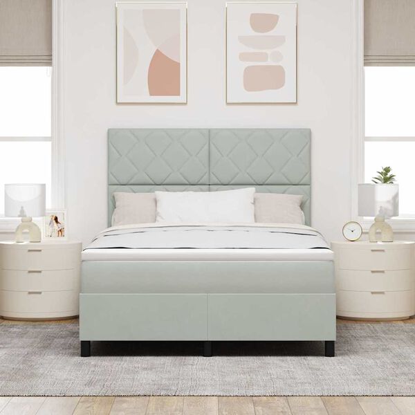 vidaXL LED box pružinov&aacute; postel s čelo Světle &scaron;ed&aacute; 140 x 200 cm textil