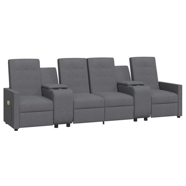 vidaXL 4m&iacute;stn&eacute; mas&aacute;žn&iacute; polohovac&iacute; křeslo s drž&aacute;ky n&aacute;pojů světle &scaron;ed&eacute;