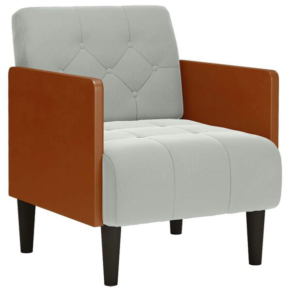 vidaXL Rozkl&aacute;dac&iacute; křeslo s područkami, světle &scaron;ed&eacute;, 55 cm, samet