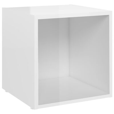 vidaXL TV stolek bílý s vysokým leskem 37 x 35 x 37 cm dřevotříska