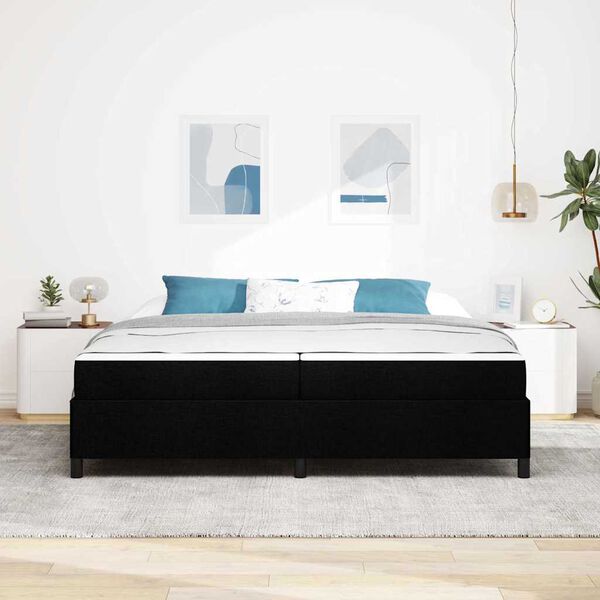 vidaXL Postel s boxspringem s matrac&iacute; Čern&aacute; 200 x 200 cm textil