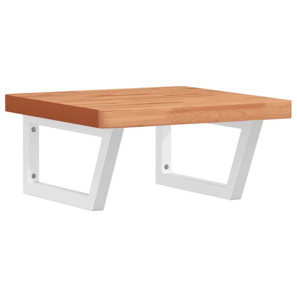 vidaXL Deska pod umyvadlo n&aacute;stěnn&aacute; ocel a masivn&iacute; bukov&eacute; dřevo