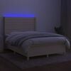 vidaXL Box spring postel s matrac&iacute; a LED kr&eacute;mov&aacute; 140x190 cm textil