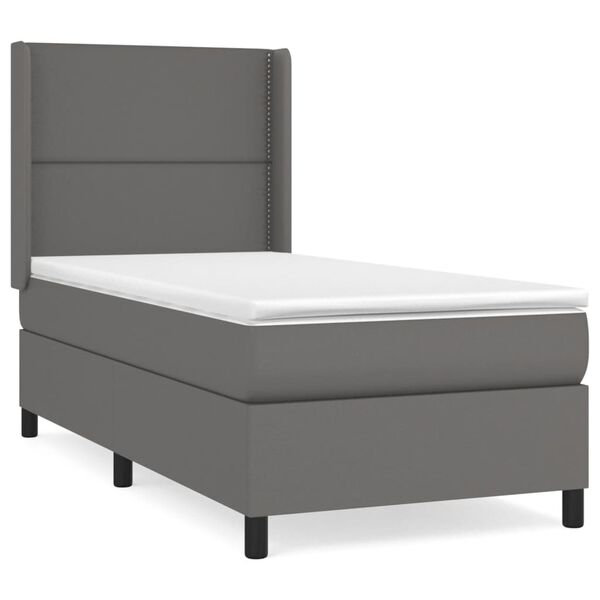 vidaXL Box spring postel s matrac&iacute; &scaron;ed&aacute; 90x200 cm uměl&aacute; kůže