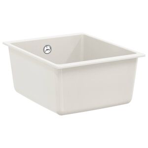 vidaXL Dřez 80% Křemenn&eacute; a 20% Pryskyřice 370 x 460 mm B&iacute;l&aacute;