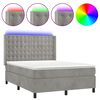 vidaXL Box spring postel s matrac&iacute; a LED světle &scaron;ed&aacute; 140x190 cm samet