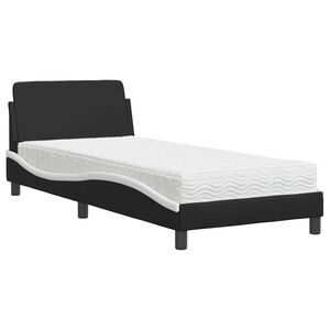 vidaXL Postel s matrac&iacute; Dover čern&aacute; a b&iacute;l&aacute; 80 x 200 cm uměl&aacute; kůže