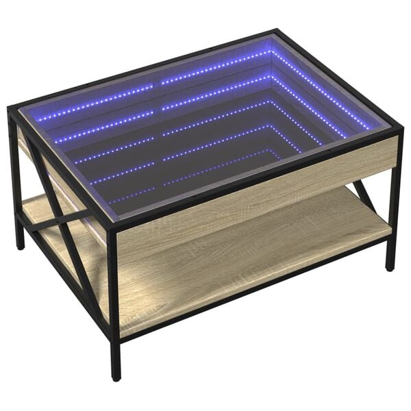 vidaXL Konferenčn&iacute; stolek s Infinity LED dub sonoma 70 x 50 x 38 cm