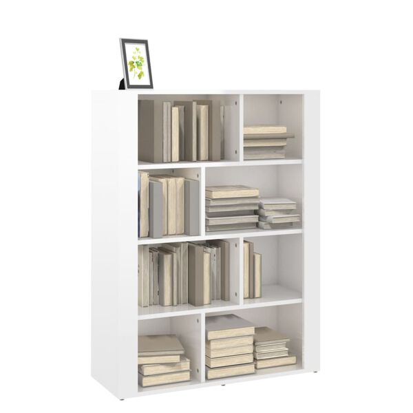 vidaXL Př&iacute;born&iacute;k b&iacute;l&yacute; s vysok&yacute;m leskem 80x30x106 cm kompozitn&iacute; dřevo