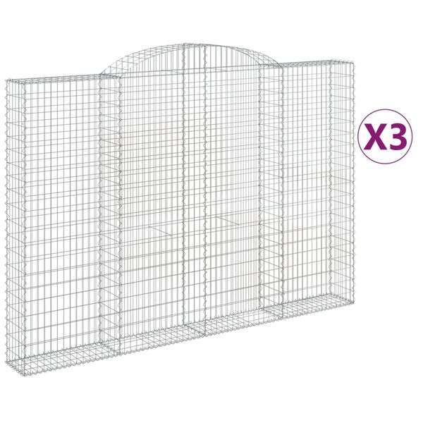 vidaXL Klenut&eacute; gabionov&eacute; ko&scaron;e 3 ks 300x30x200/220cm pozinkovan&eacute; železo