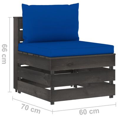 vidaXL 3dílná zahradní sedací souprava+podušky šedě impregnované dřevo