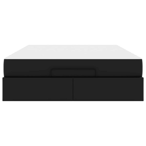 vidaXL R&aacute;m postele s matrac&iacute; s matrac&iacute; 2 pcs Čern&aacute; PVC