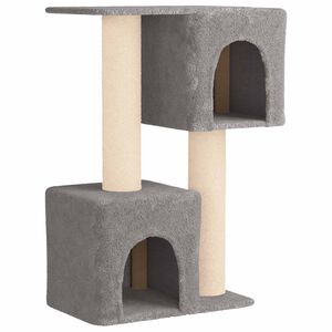 vidaXL Kočič&iacute; strom se &scaron;krabac&iacute;mi sloupky sisal Světle &scaron;ed&aacute; 114 cm